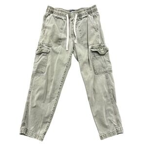 GAP Denim Easy Jean Cargo Pants Mens XS Olive Green Elastic Waist Relaxed Fit